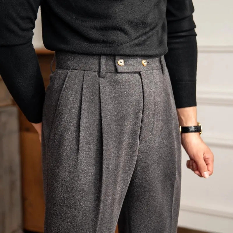 Ian | Men High Waisted Pleated Formal Trousers