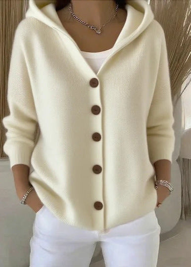 Alice | Women Elegant Button Hooded Cardigan