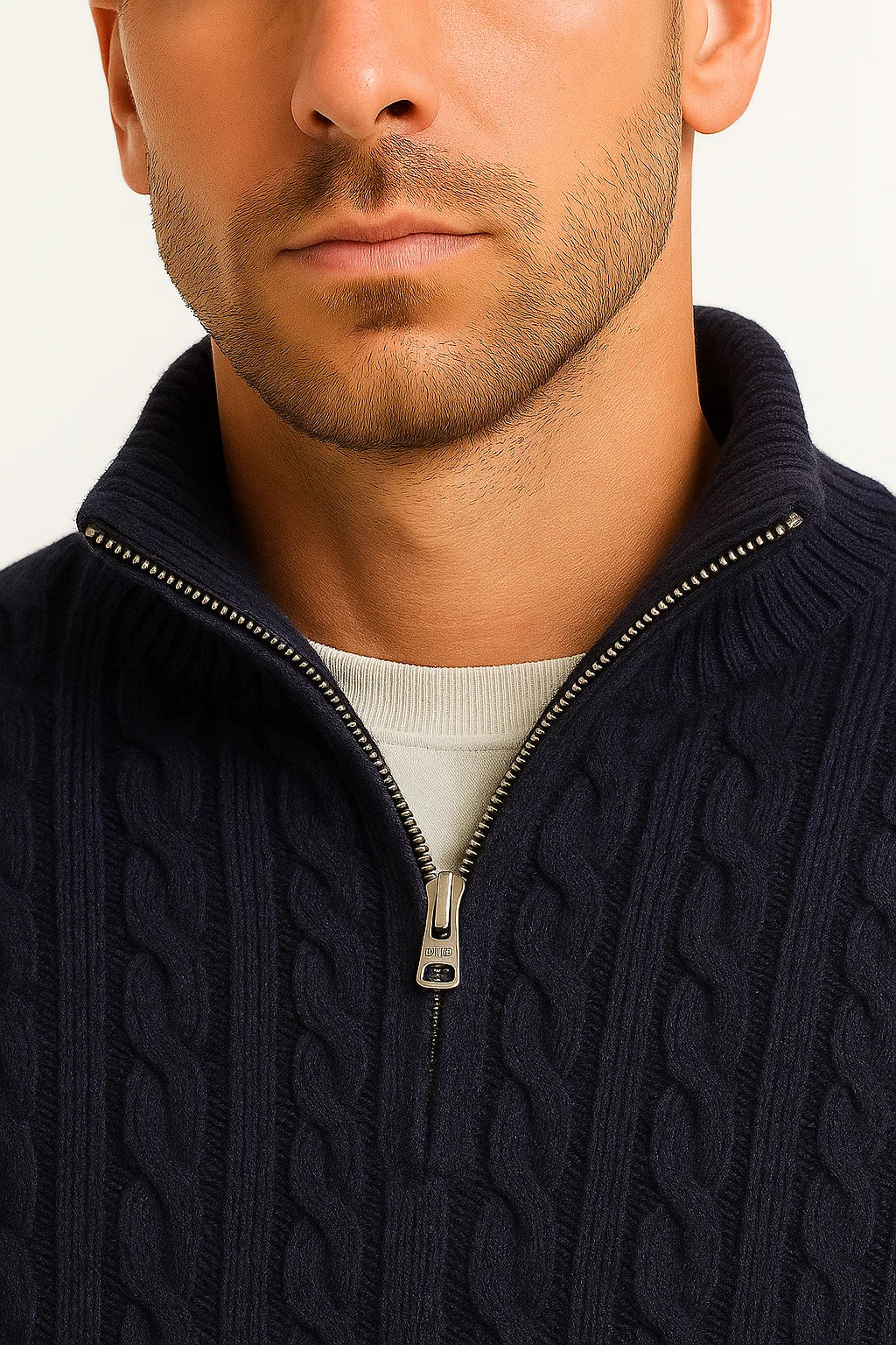 Matthew | Men’s Spring Zip-Neck Cable Knit Sweater