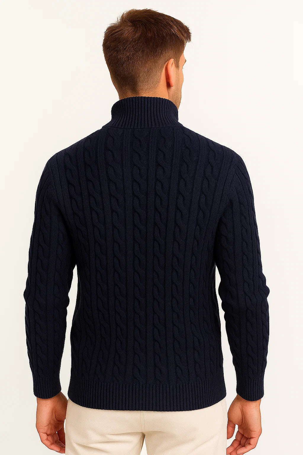 Matthew | Men’s Spring Zip-Neck Cable Knit Sweater