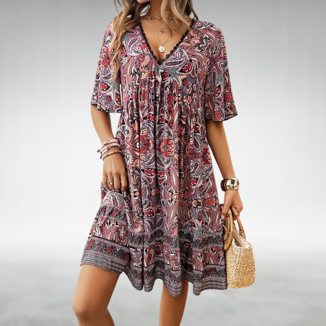 Eleanor | Women Summer Boho Paisley Mini Dress