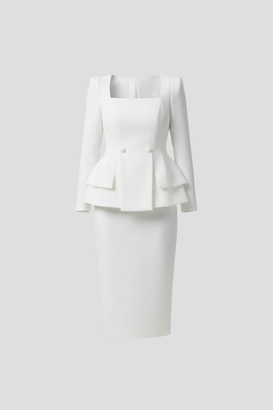 Kylie | Women’s Square Neck Blazer and Skirt Suit