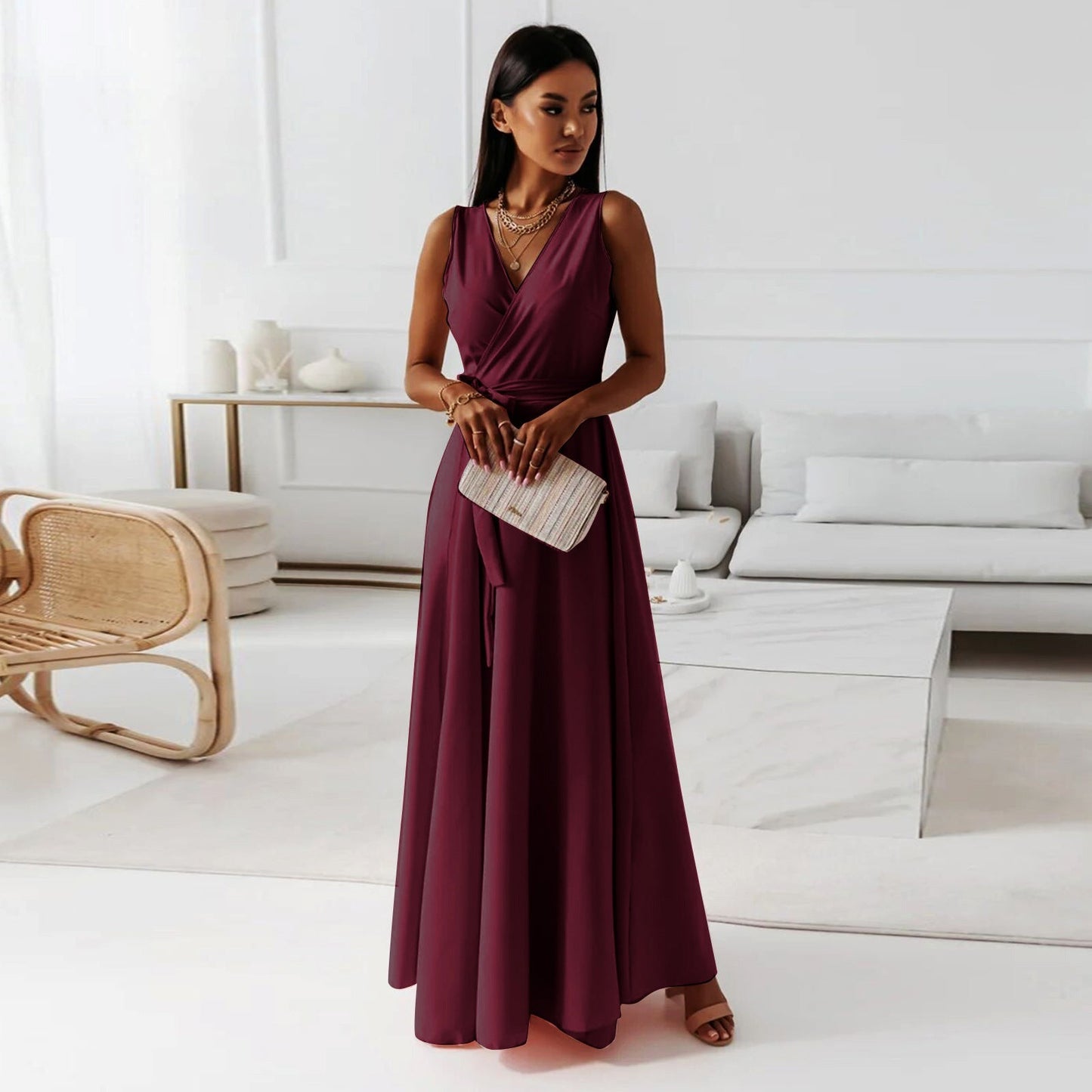 Emily | Women Wedding Guest Elegant Wrap Maxi Dress