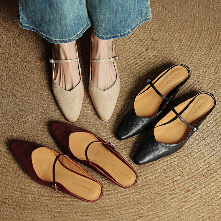 Chloe | Women Genuine Leather Slip-On Mules