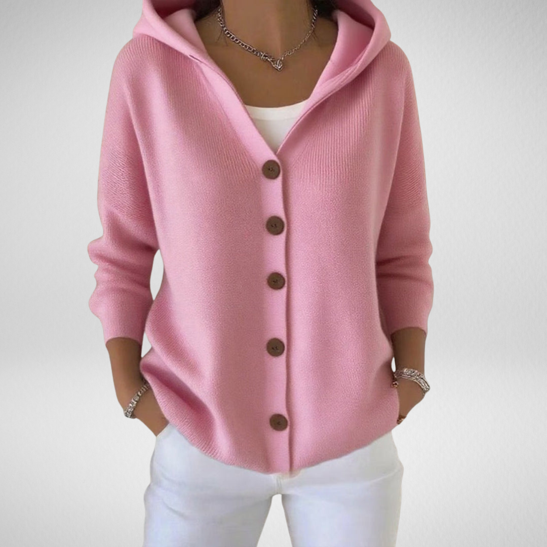 Alice | Women Elegant Button Hooded Cardigan