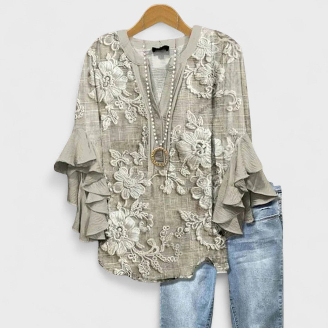 Georgia | Women Printed Ruffle Sleeve Blouse