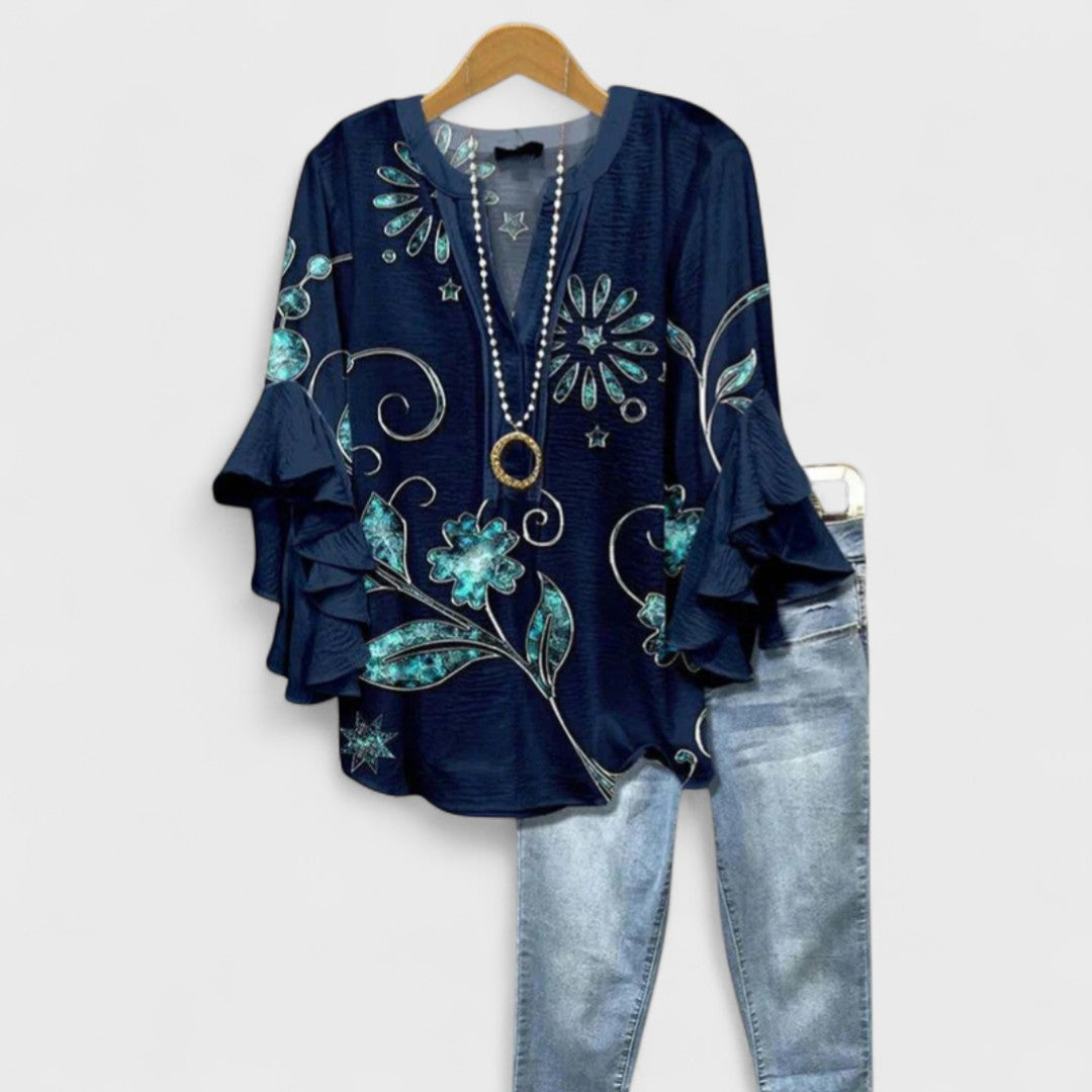 Georgia | Women Printed Ruffle Sleeve Blouse