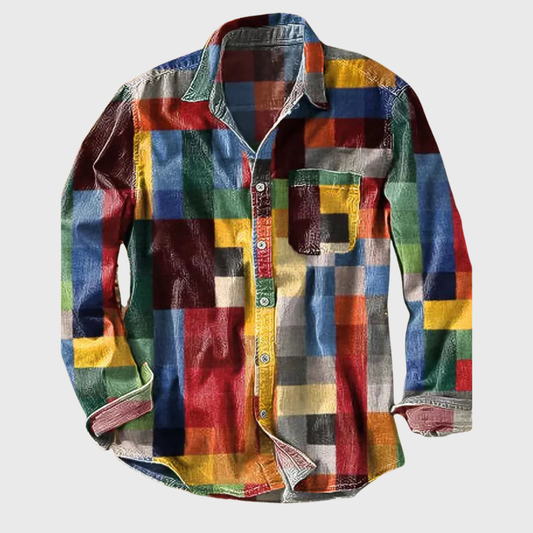 Chris | Men Vintage Patchwork Button Shirt