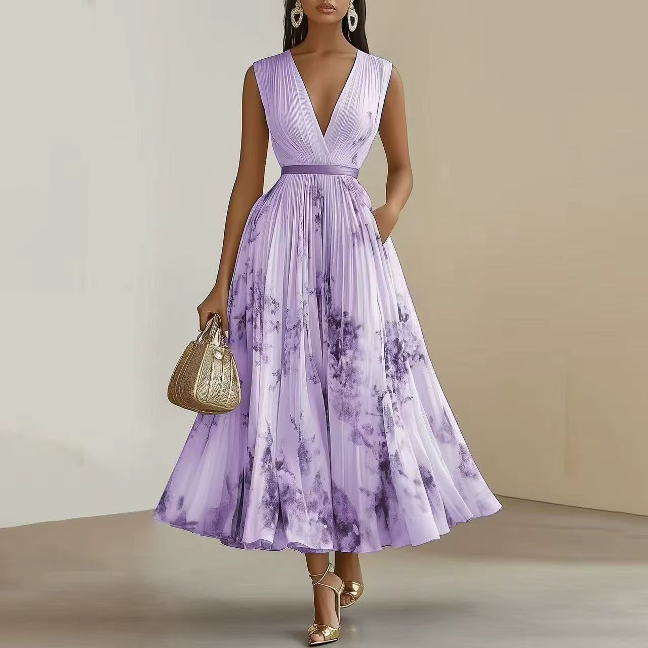 Bella | Women Elegant Pleated Floral Maxi Dress