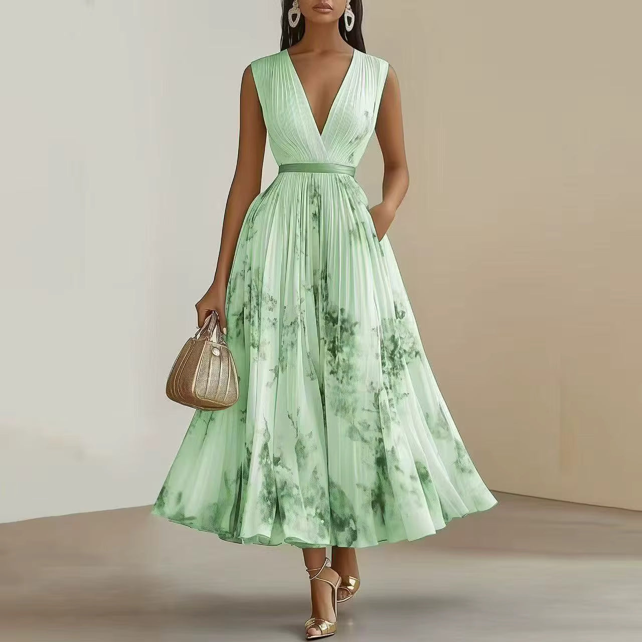 Bella | Women Elegant Pleated Floral Maxi Dress