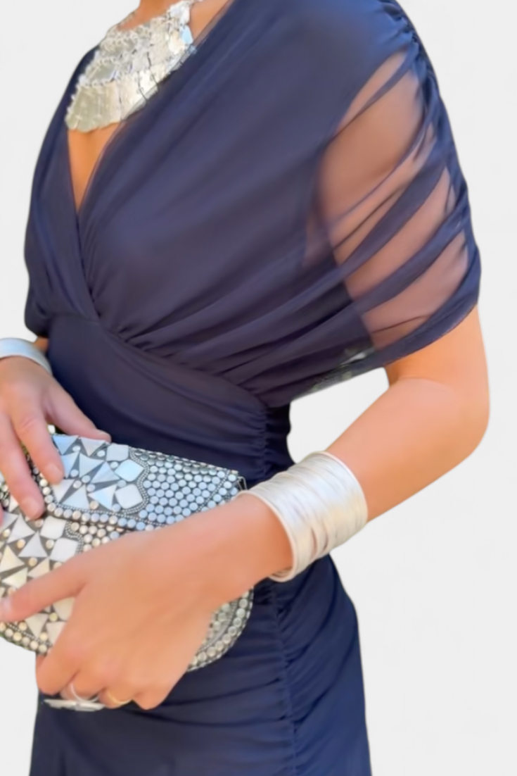 Ella | Women Draped Off Shoulder Midi Dress