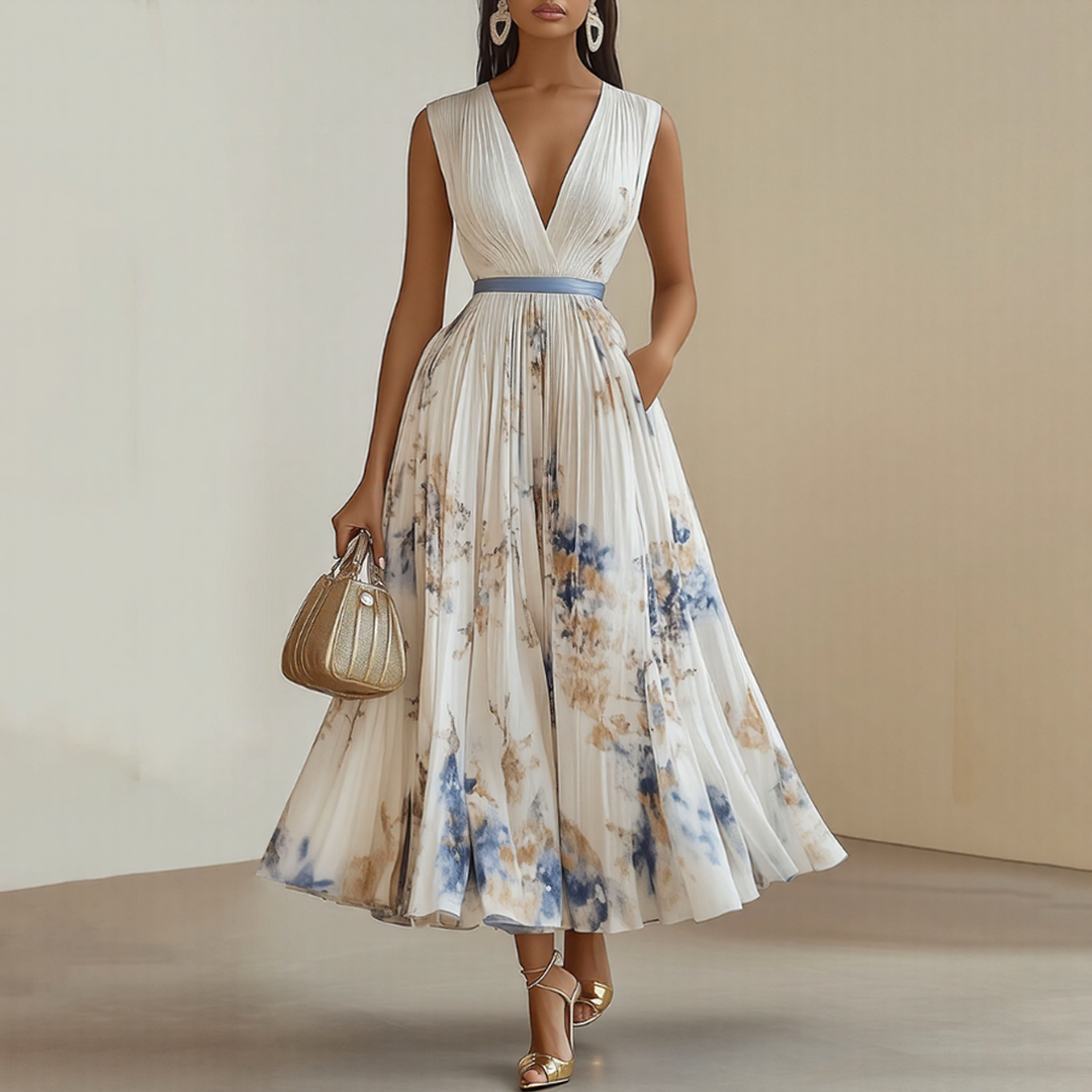 Bella | Women Elegant Pleated Floral Maxi Dress