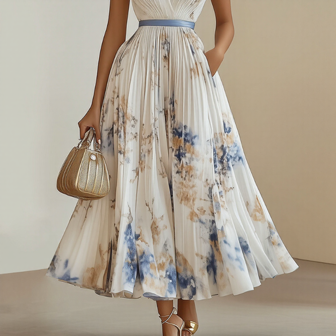 Bella | Women Elegant Pleated Floral Maxi Dress