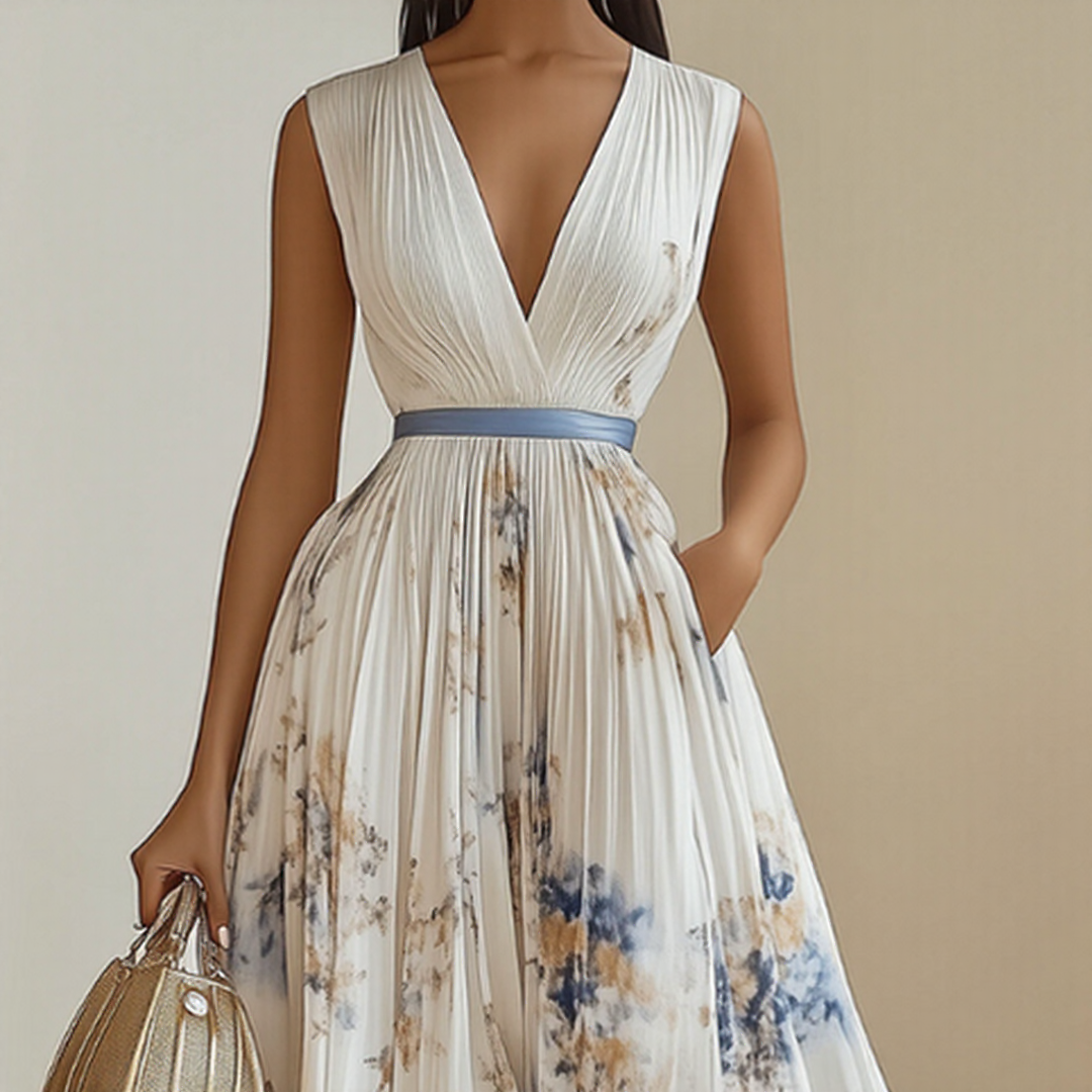 Bella | Women Elegant Pleated Floral Maxi Dress