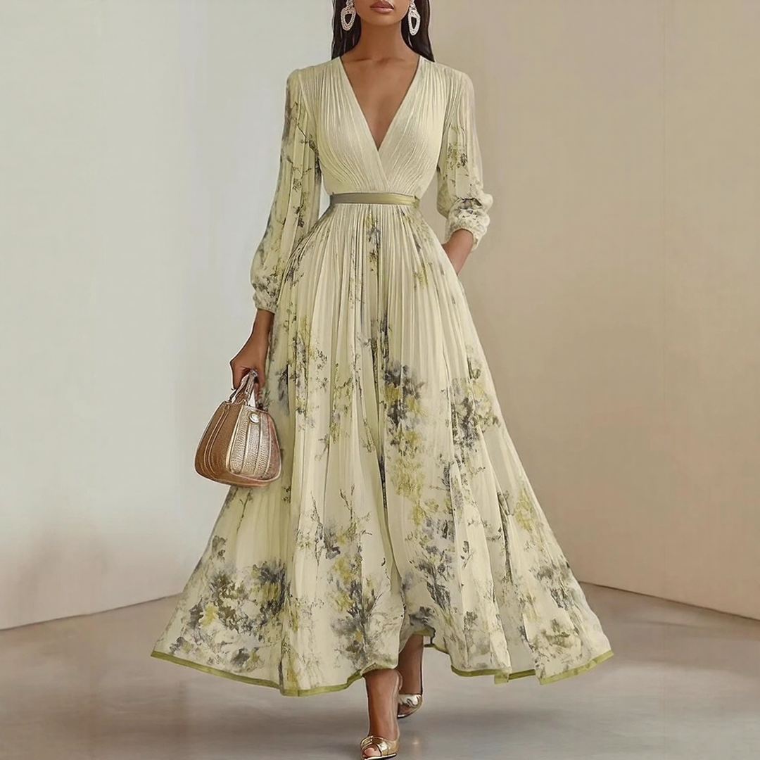 Bella | Women Elegant Pleated Floral Maxi Dress