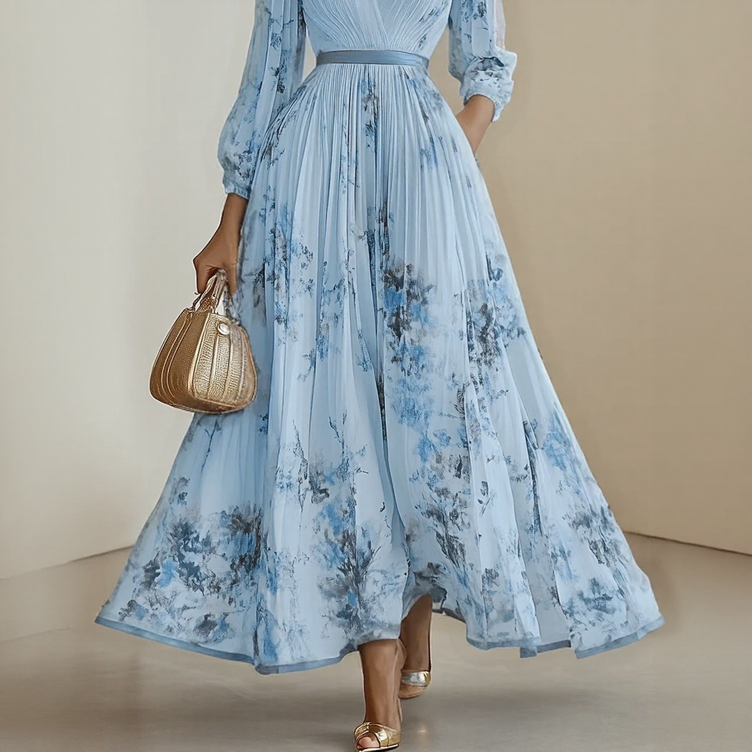 Bella | Women Elegant Pleated Floral Maxi Dress