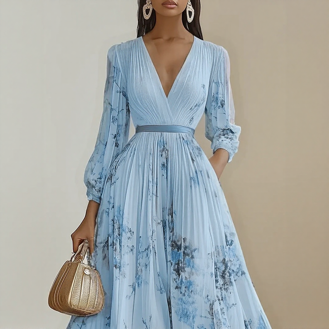 Bella | Women Elegant Pleated Floral Maxi Dress