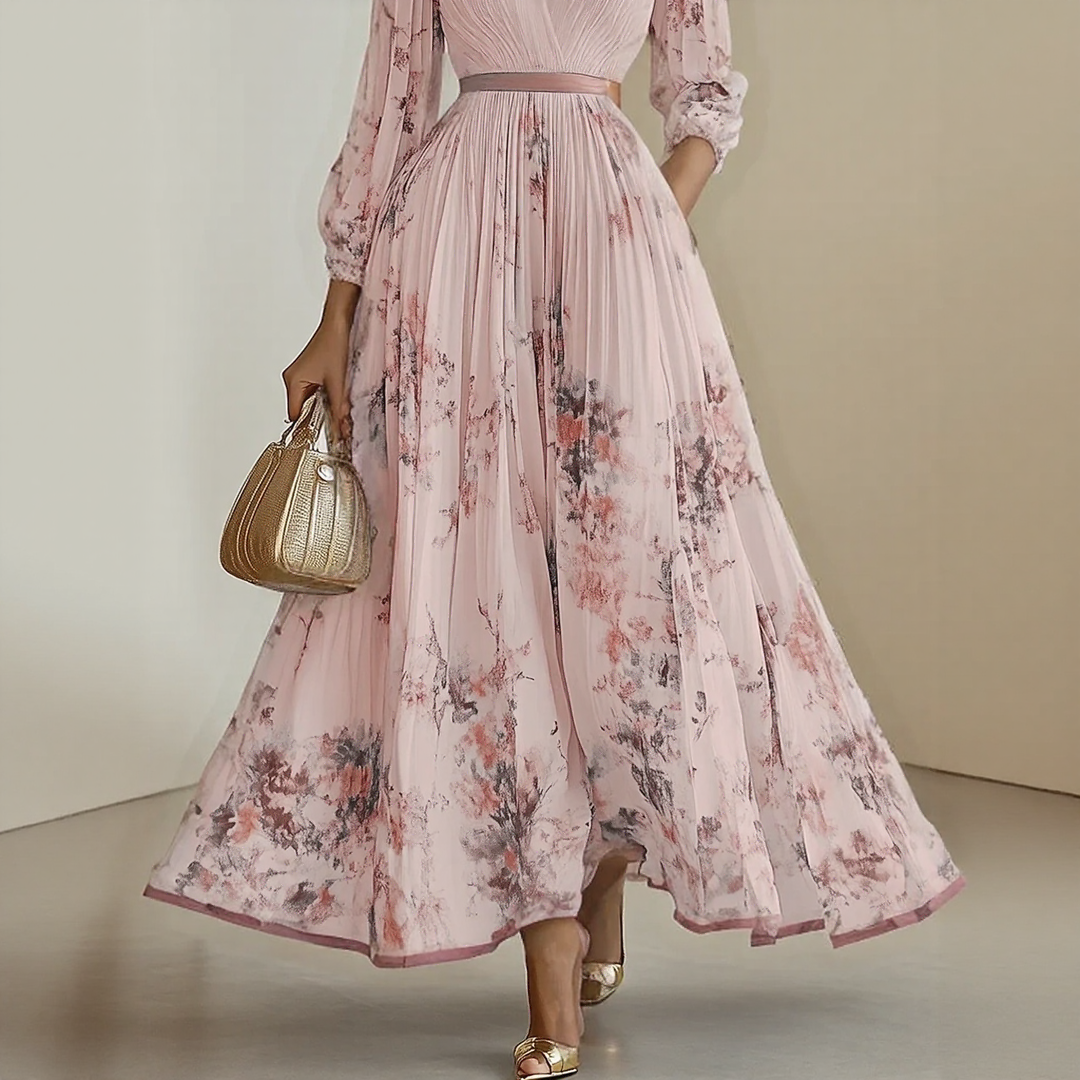 Bella | Women Elegant Pleated Floral Maxi Dress