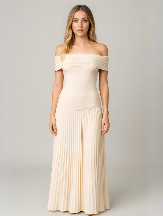 Jasmine | Women Wedding Guest Pleated Maxi Dress
