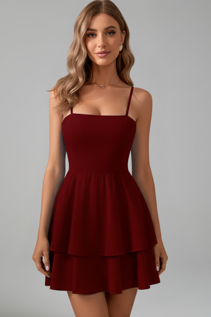 Sabrina | Women’s Spaghetti Strap Flared Skirt Mini Dress