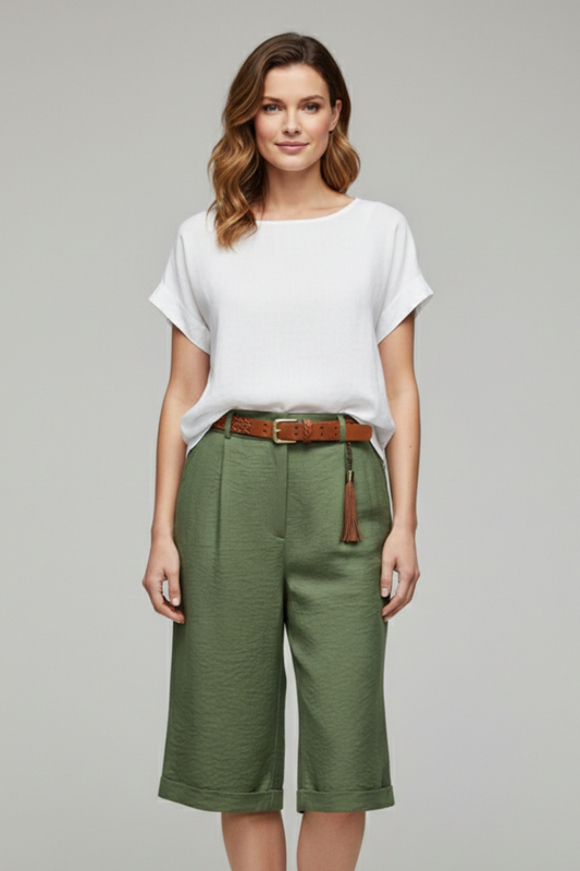 Lily | Women’s High Waist Tailored Casual Cuffed Shorts