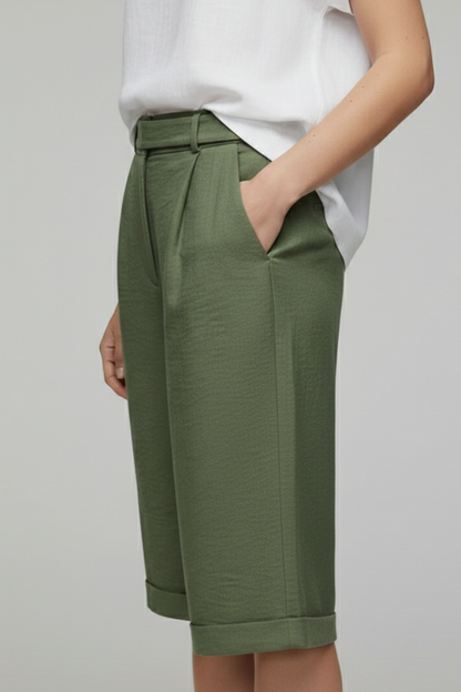 Lily | Women’s High Waist Tailored Casual Cuffed Shorts