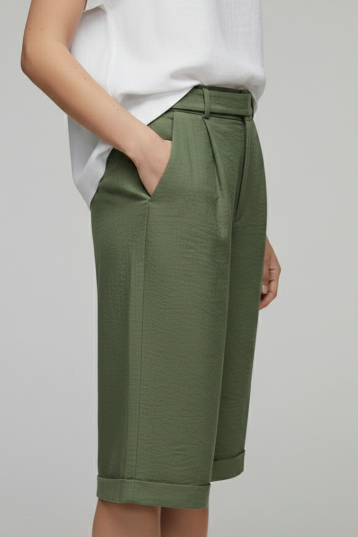 Lily | Women’s High Waist Tailored Casual Cuffed Shorts