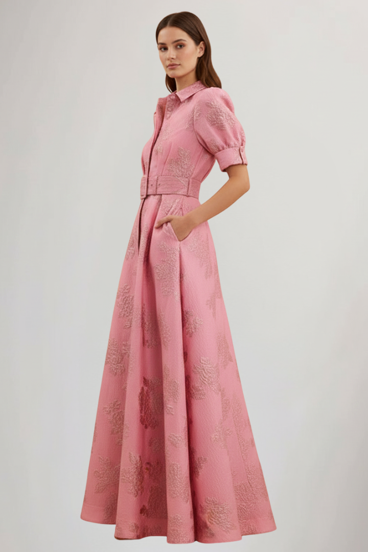 Sarah | Women’s Short Sleeve Belted Maxi Dress