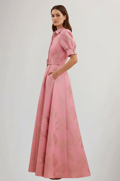 Sarah | Women’s Short Sleeve Belted Maxi Dress