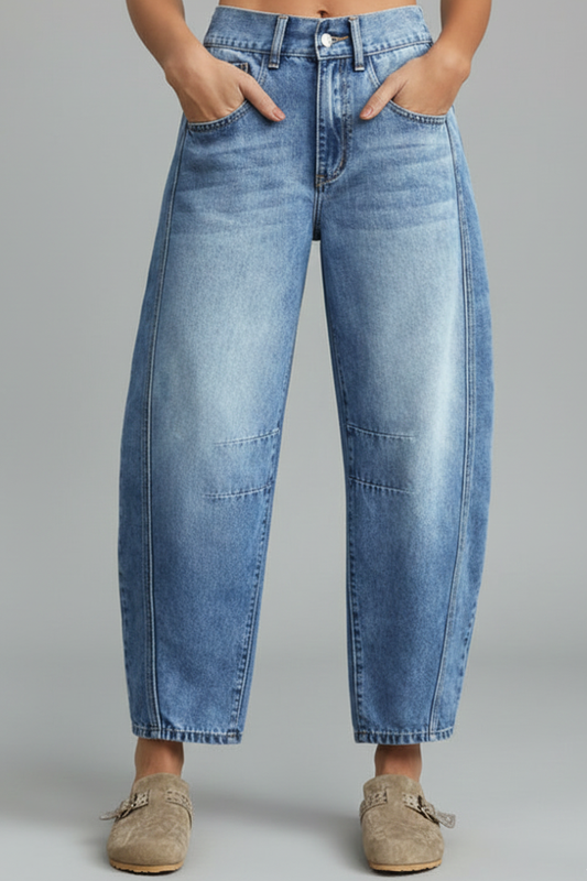 Ashley | Women’s Casual Mid-Waist Denim Jeans with Front Closure