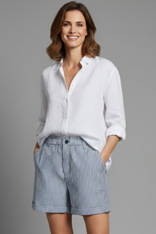 Rachel | Women’s Striped High Waist Tailored Shorts