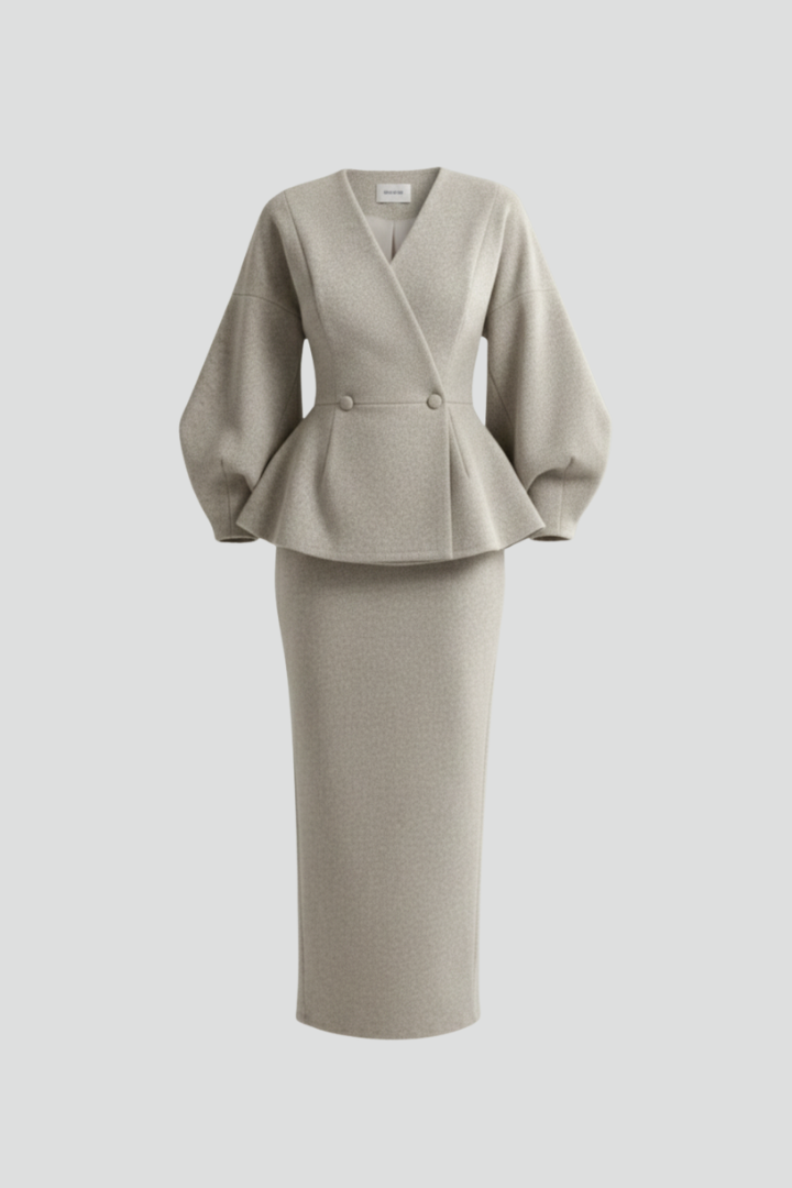 Lauren | Women’s V-Neck Blazer and Skirt Set