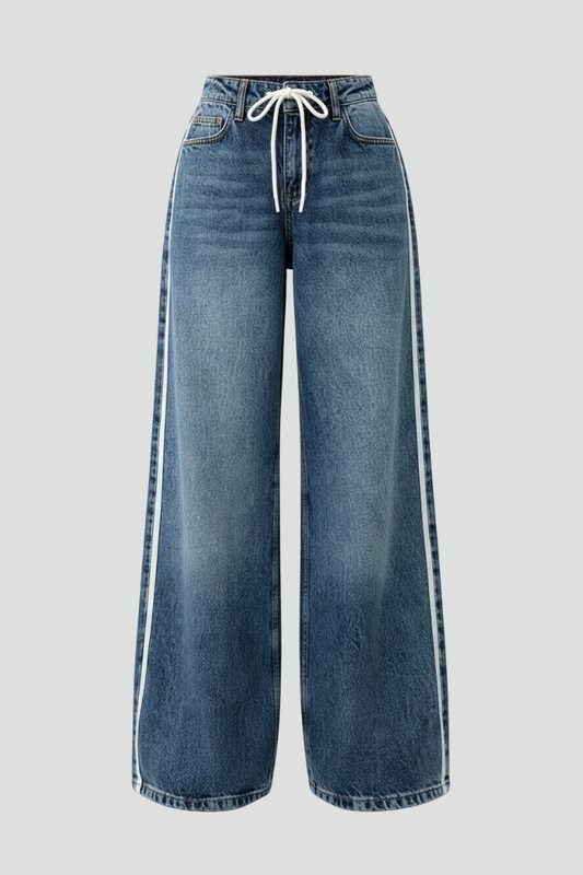 Abigail | Women’s Relaxed Wide-Leg Denim Jeans with Drawstring Detail