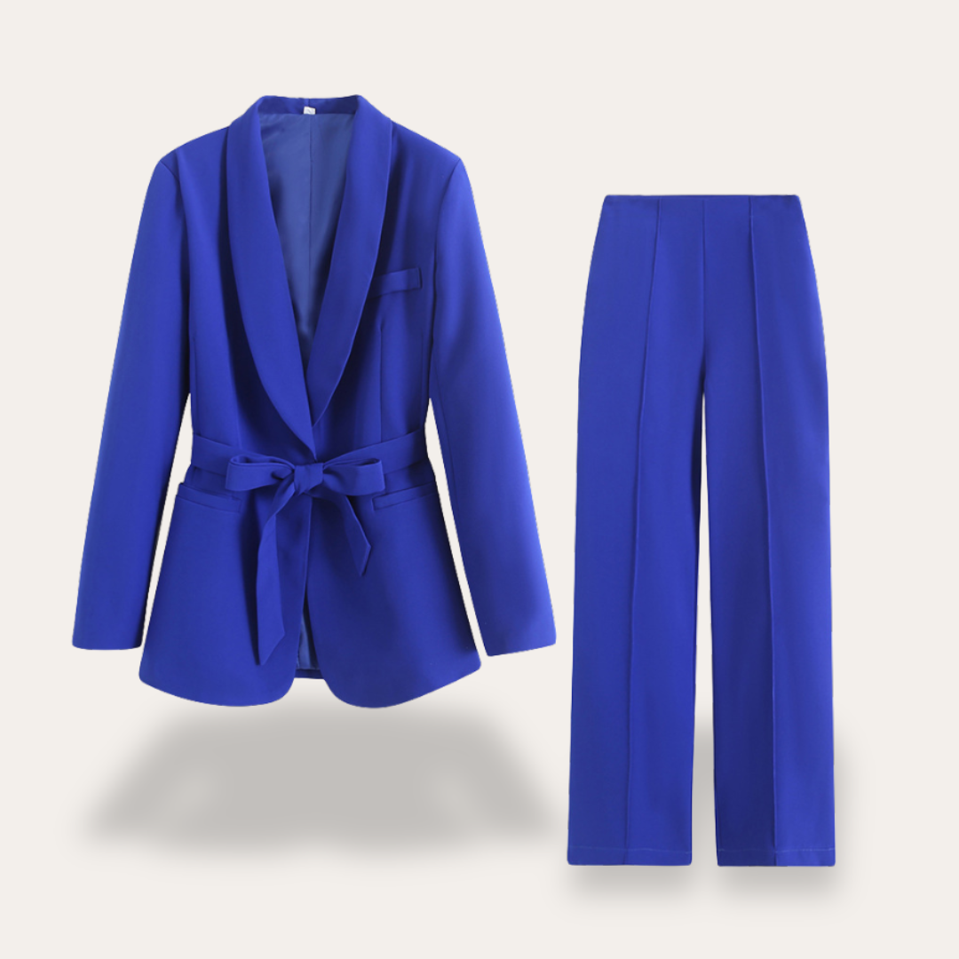 Faith | Women Belted Blazer Wide-Leg Trouser Set