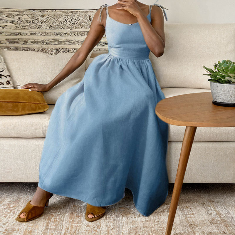 Abigail | Women’s Midi Dress V Neck Open Back Slit