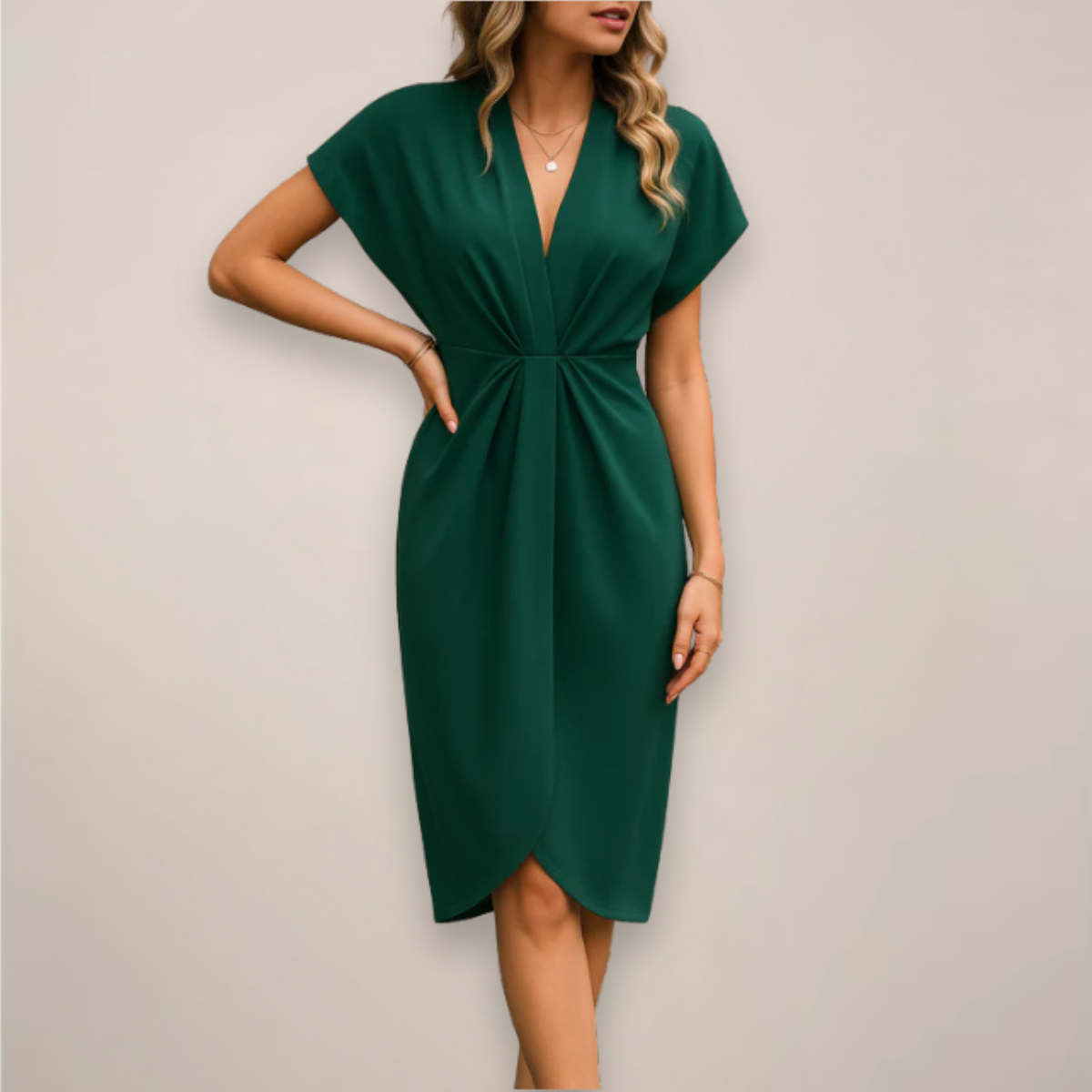 Jasmine | Women Elegant Silhouette Midi Wrap Dress