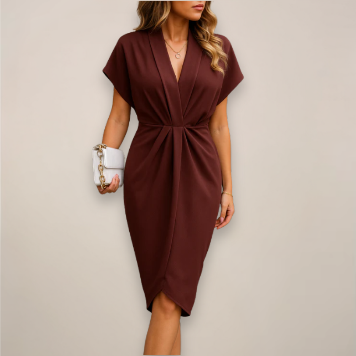Jasmine | Women Elegant Silhouette Midi Wrap Dress