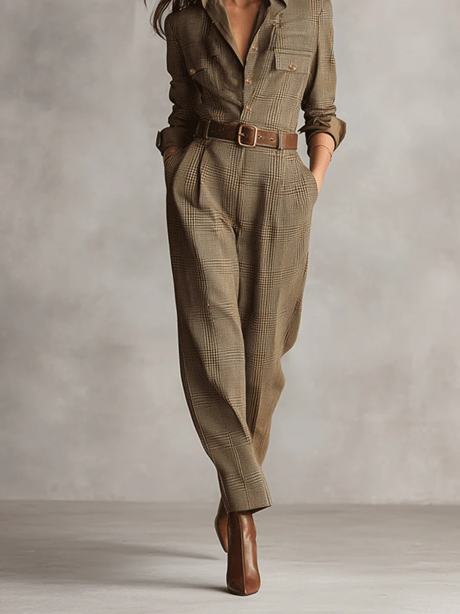 Diana | Women Timeless Check Wide-Leg Jumpsuit