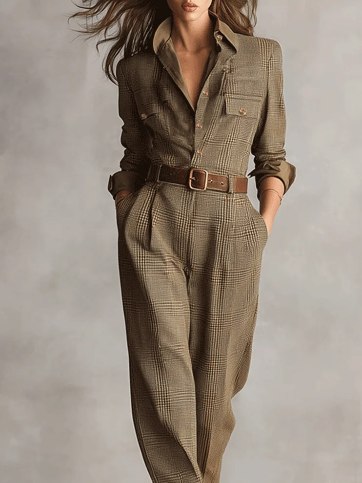 Diana | Women Timeless Check Wide-Leg Jumpsuit
