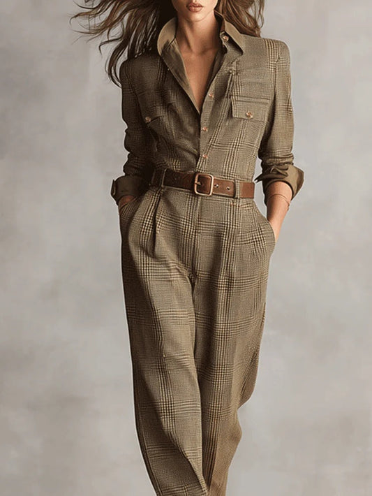 Diana | Women Timeless Check Wide-Leg Jumpsuit