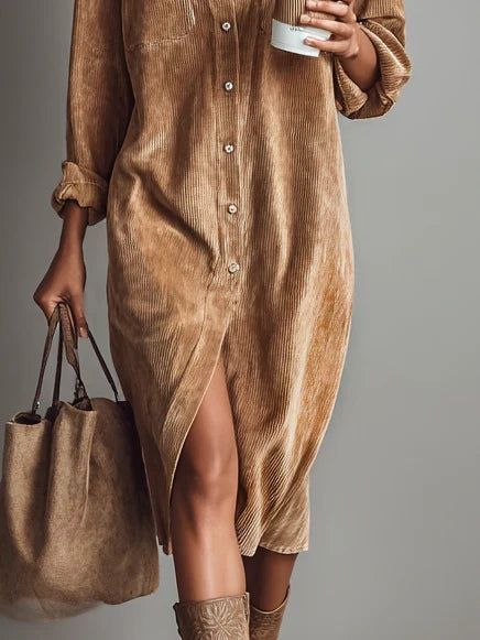 Lauren | Women Button-Up Long Sleeve Midi Dress