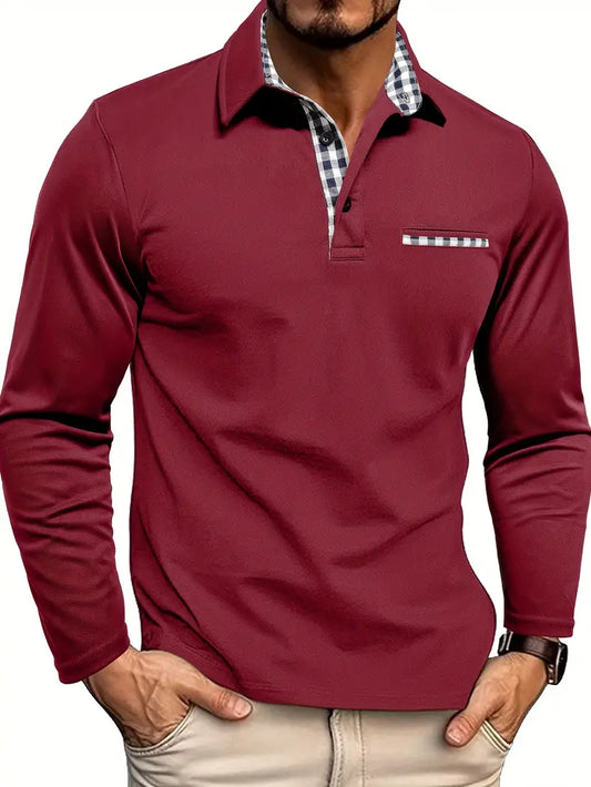Bradley | Men Long Sleeve Check Polo Shirt