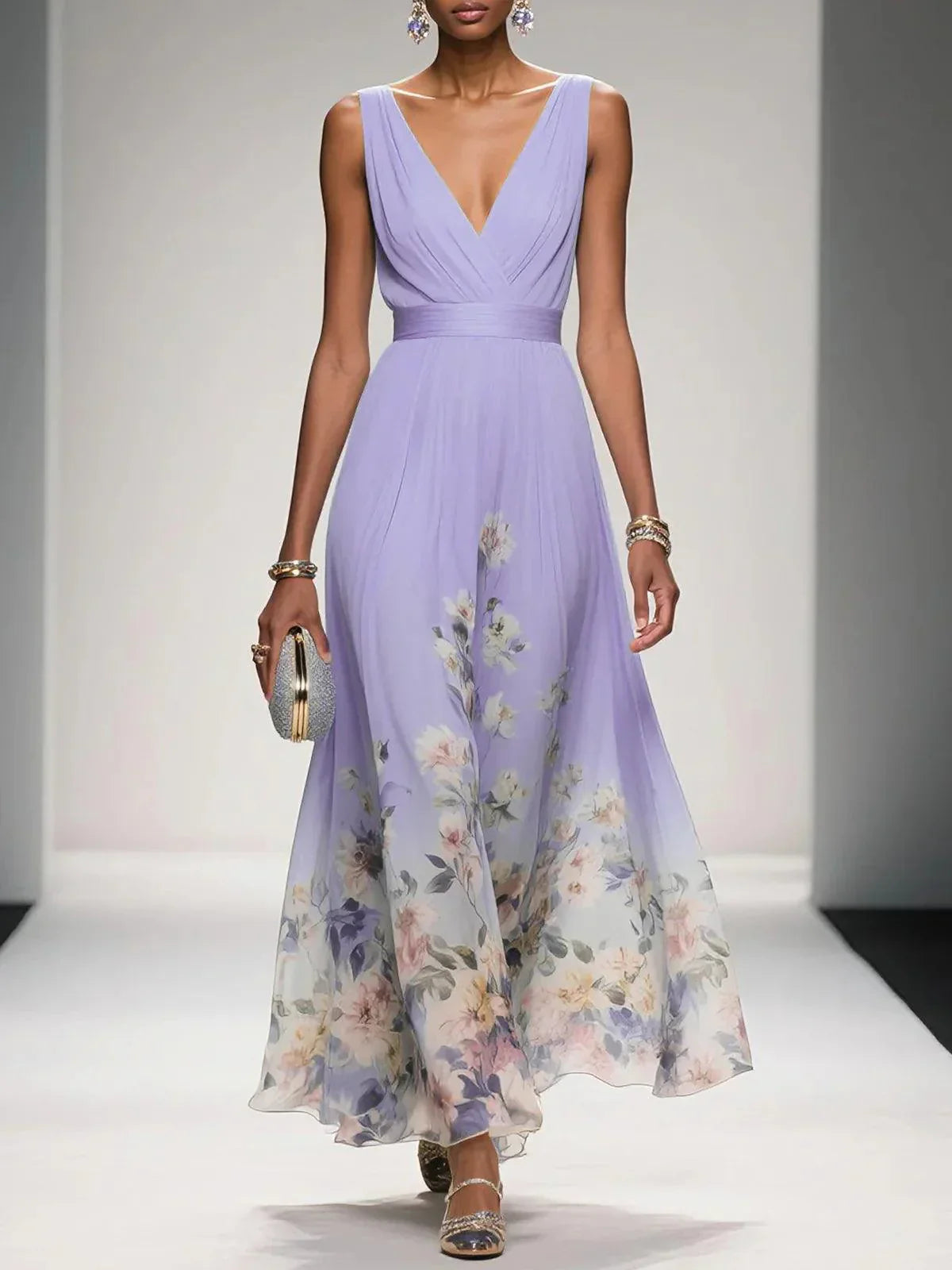 Brooklyn | Women Floral Chiffon Summer Maxi Dress