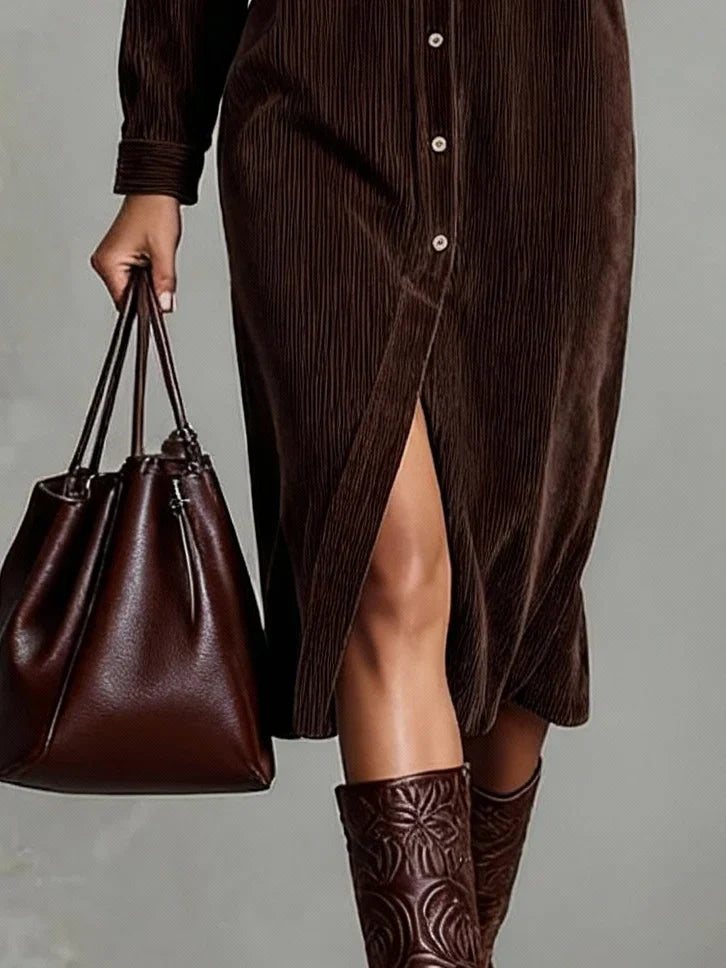 Lauren | Women Button-Up Long Sleeve Midi Dress