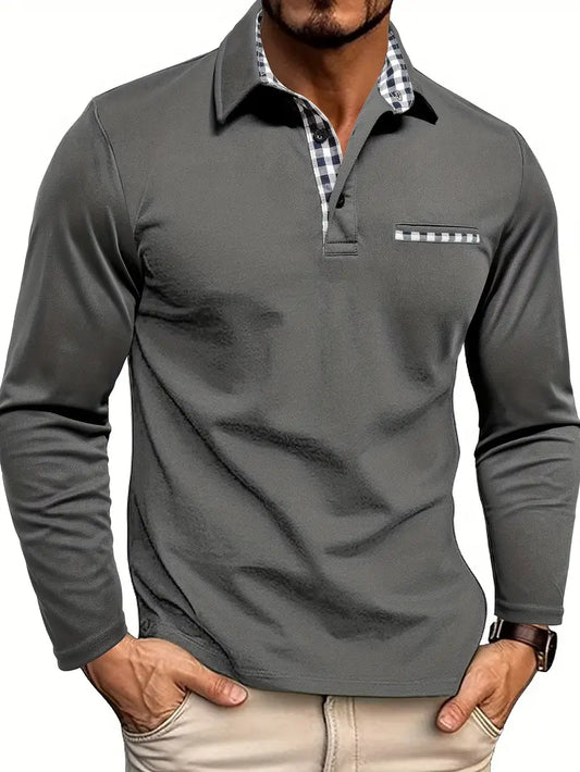 Bradley | Men Long Sleeve Check Polo Shirt