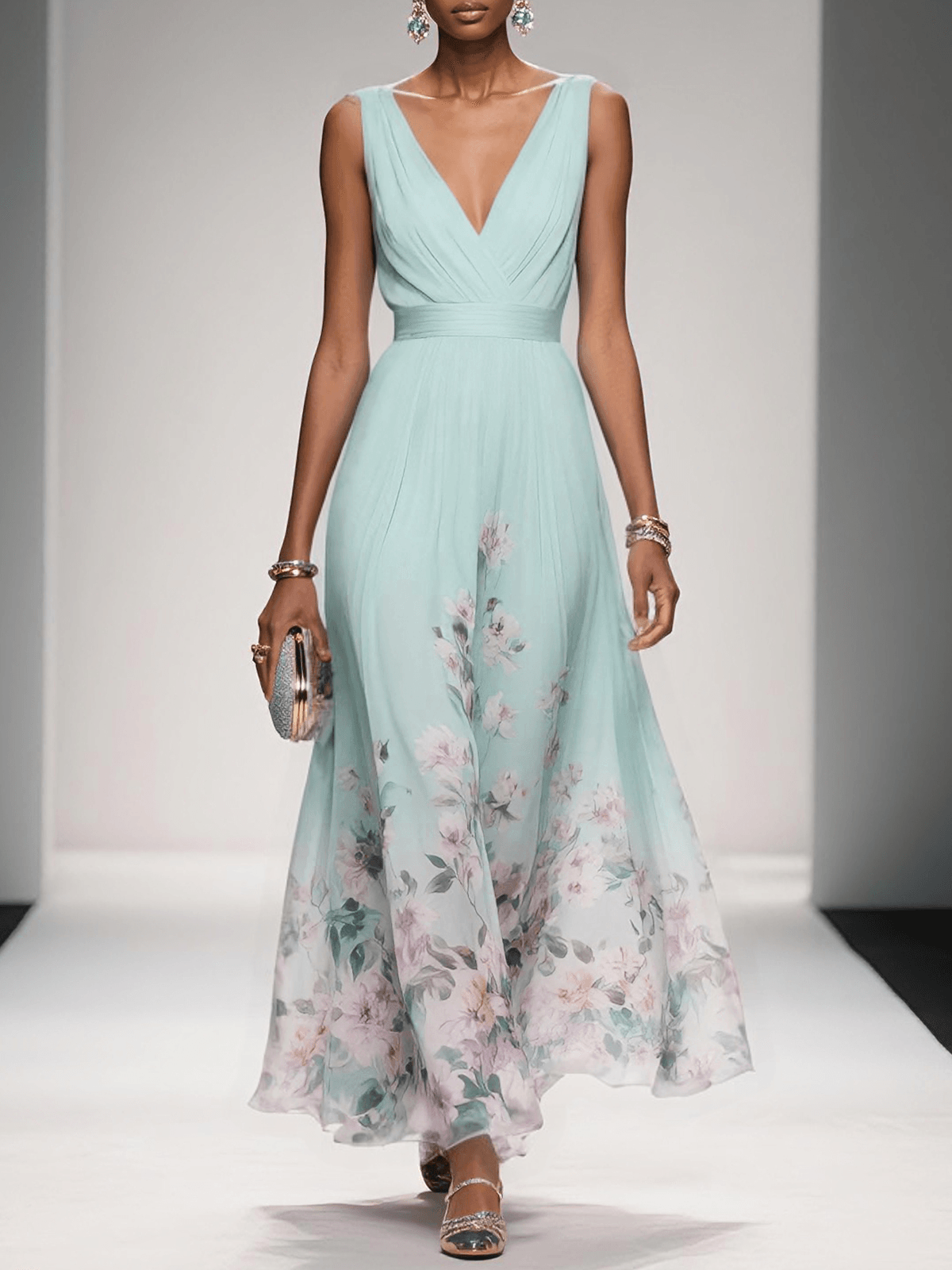 Brooklyn | Women Floral Chiffon Summer Maxi Dress