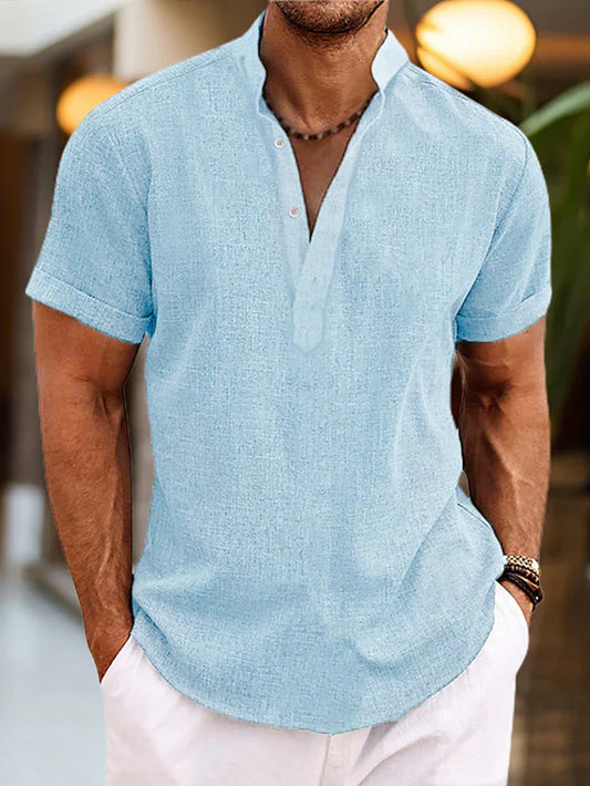 Averyn | Men Short Sleeve Henley Casual Shirt