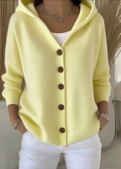 Alice | Women Elegant Button Hooded Cardigan