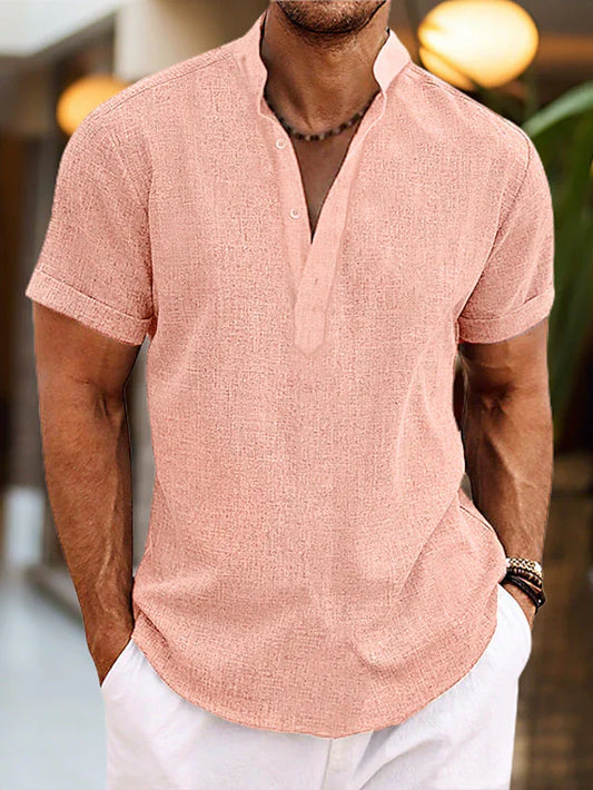 Averyn | Men Short Sleeve Henley Casual Shirt