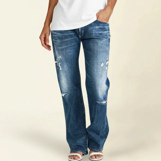 Riley | Women’s Ripped High Rise Straight Jeans